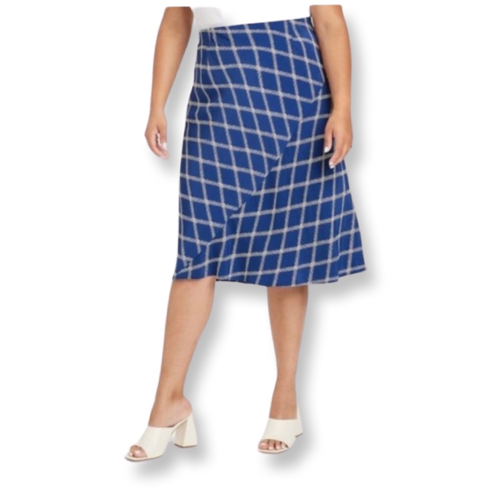 Ava & Viv Blue and White Midi Skirt, size X